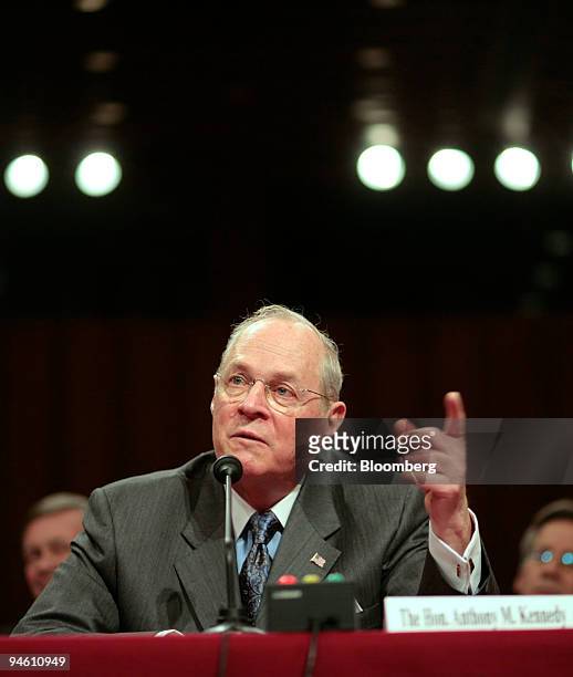 Supreme Court Justice Anthony Kennedy testifies at a Senate Judiciary Committee hearing on judicial security and independence, Feb. 14, 2007 in...