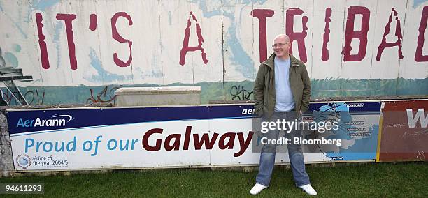 Nick Leeson, former Barings's head trader in Singapore, poses outside the grounds of Galway United F.C., where he is commercial manager, in Galway,...