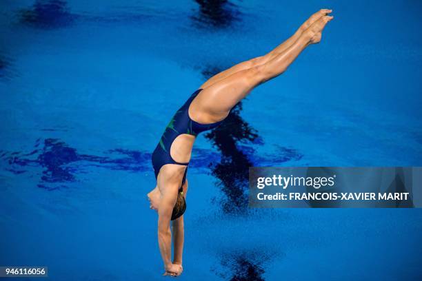 Australia's Maddison Keeney competes during the women's 3m springboard diving final during the 2018 Gold Coast Commonwealth Games at the Optus...