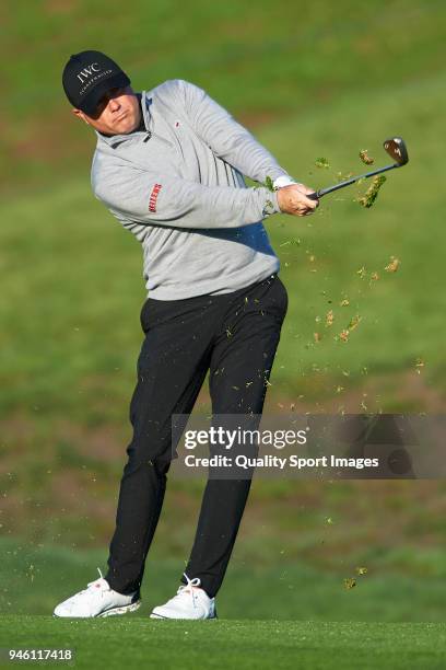 Graeme Storm of England in action during day three of Open de Espana at Centro Nacional de Golf on April 14, 2018 in Madrid, Spain.