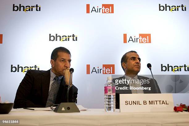Rajan Mital, left, joint managing director of Bharti Airtel Ltd., and his brother, Sunil Mittal, the chairman and managing director of Bharti Airtel...