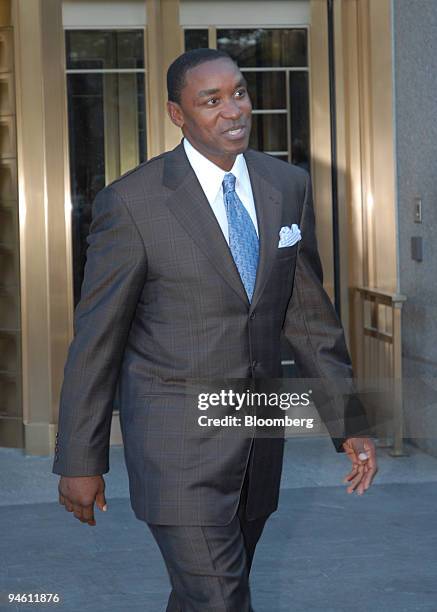Isiah Thomas, coach of the New York Knicks, exits U.S. Federal court in New York, on Friday, Sept. 28, 2007. Madison Square Garden LP, the...