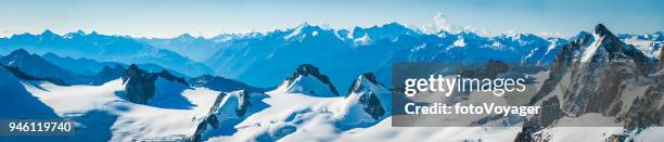 alps snowy glaciers and rocky peaks mountain panorama france italy - monte bianco stock pictures, royalty-free photos & images