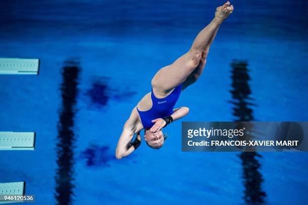 South Africa's Julia Vincent competes during the women's 3m springboard diving final during the 2018 Gold Coast Commonwealth Games at the Optus...