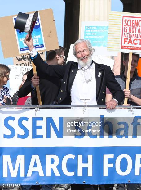 Front banner of the March for Science. Some hundreds of people joined the March for Science in Munich, Germany, on 14 April 2018. Among them there...