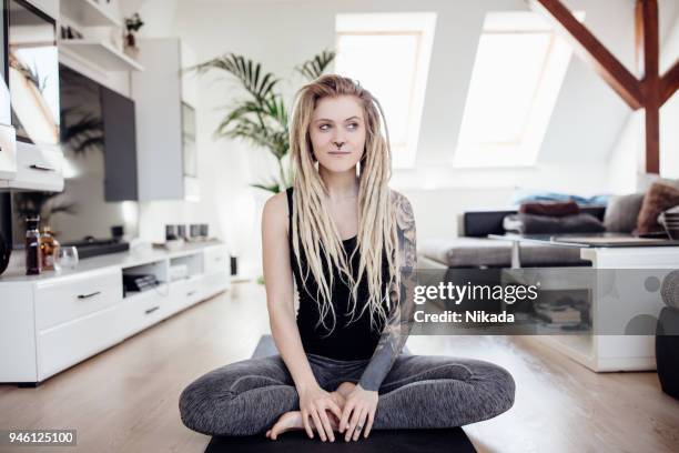 yoga training at home - rastafarian stock pictures, royalty-free photos & images