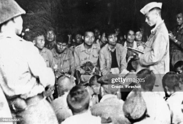 Battle of Dien Bien Phu 1954-Dien Bien Phu Vietminh. The Cadres of Regiment 88, Brigade 308 disseminate the combat plan to the soldiers.