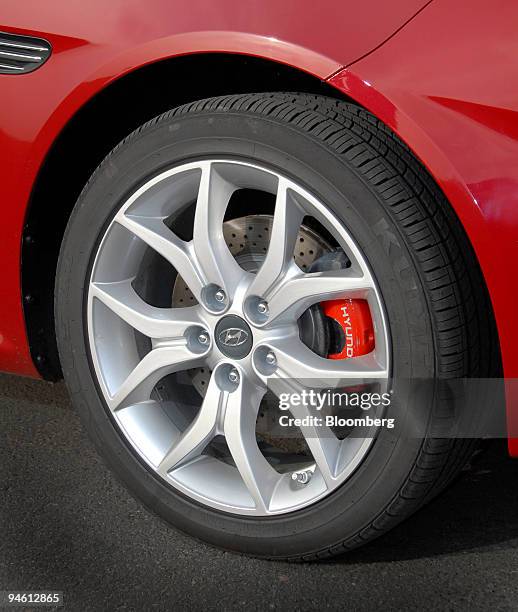 The 2007 Hyundai Tiburon poses at Beach, following its introduction to the motoring press, in Santa Monica, California, on Wednesday, October 25,...