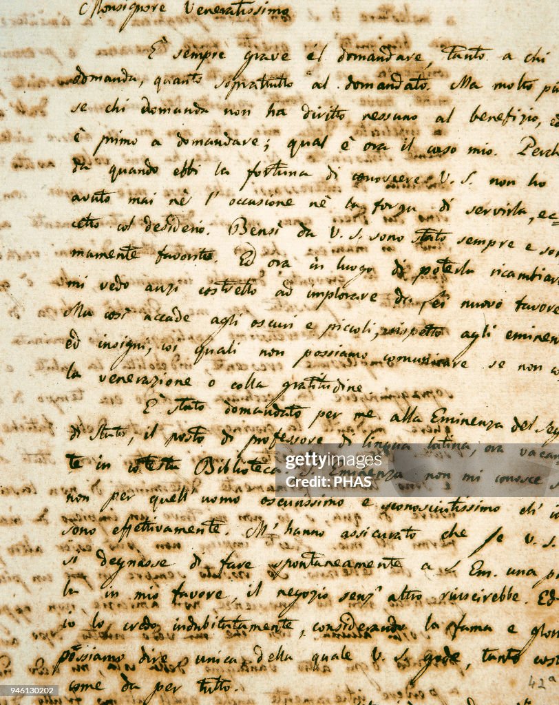 Handwritten letter to Monsignor Angelo Mai.