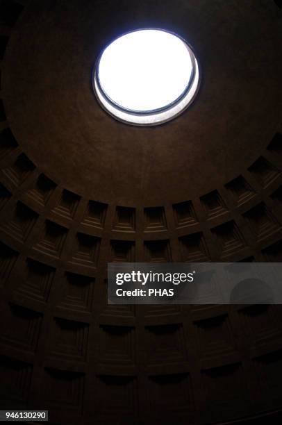 Pantheon of Agrippa. Erected by emperor Marcus Agrippa and rebuilt by Hadrian in 126 AD. Dome. Interior. Detail. Rome, Italy.