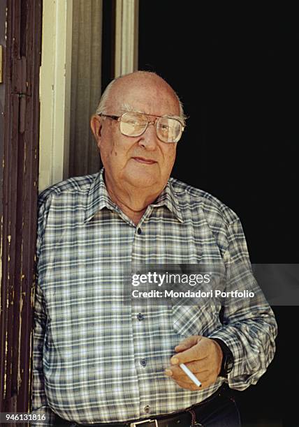 Close-up of Italian writer Andrea Camilleri. 1995