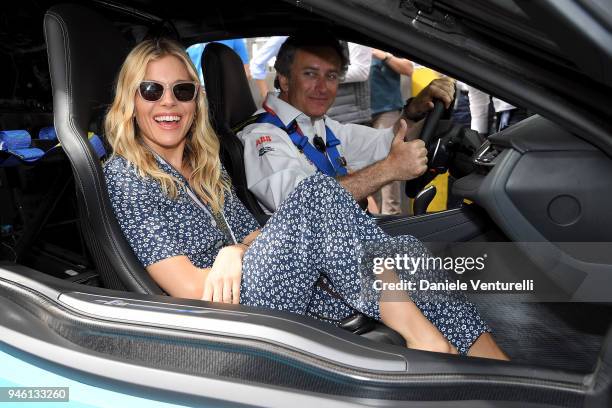 Sienna Miller and Alejandro Agag attend Rome E-Prix on April 14, 2018 in Rome, Italy.