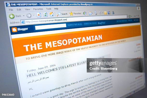 Screen shot of the messopotamian.blogspot.com webpage, taken in London, U.K., Friday, June 9, 2006. One day after the news of the Abu Musab...