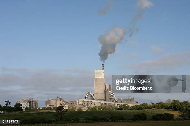 The Lafarge Cement UK works is seen, Friday, May 4 near Dunbar, U.K. Lafarge Cement UK has announced plans to cut sulphur dioxide and dust emissions...