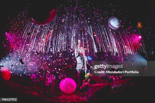Singer and guitarist Wayne Coyne, lead vocal of The Flaming Lips, in concert at Alcatraz. Milan, Italy. 30th January 2017