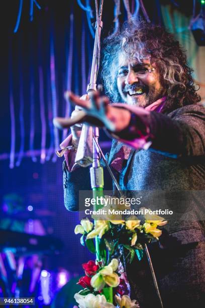 Singer and guitarist Wayne Coyne, lead vocal of The Flaming Lips, in concert at Alcatraz. Milan, Italy. 30th January 2017