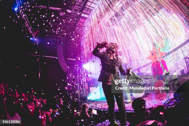 Singer and guitarist Wayne Coyne, lead vocal of The Flaming Lips, in concert at Alcatraz. Milan, Italy. 30th January 2017