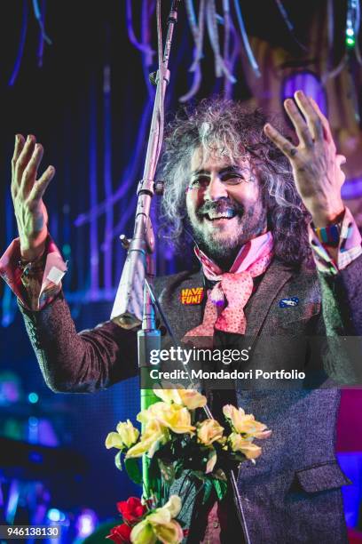 Singer and guitarist Wayne Coyne, lead vocal of The Flaming Lips, in concert at Alcatraz. Milan, Italy. 30th January 2017