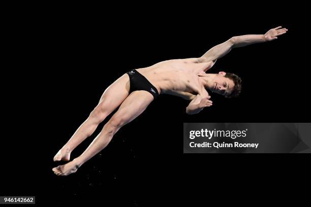 Aidan Heslop of Wales competes in the Men's 10m Platform Diving Final on day 10 of the Gold Coast 2018 Commonwealth Games at Optus Aquatic Centre on...