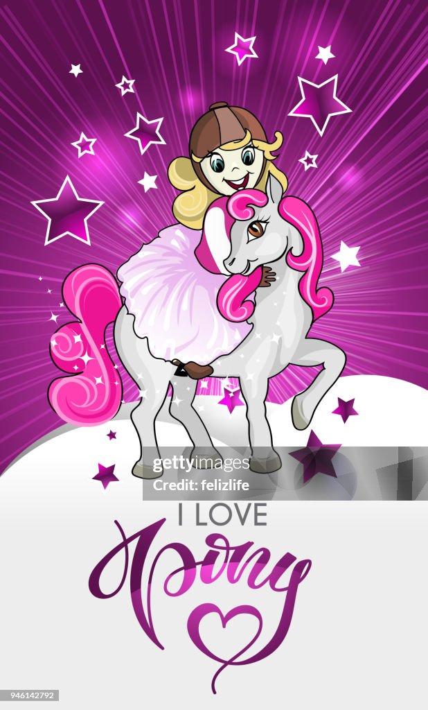 Love of the girl and pony. poster design