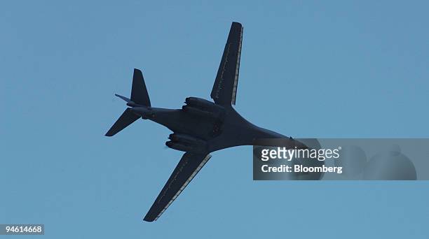 Air Force B-1 Lancer, swing-wing, heavy bomber, prepares to land in Opa-locka, Florida, Thursday, May 3, 2007. The plane was on hand for an Air and...