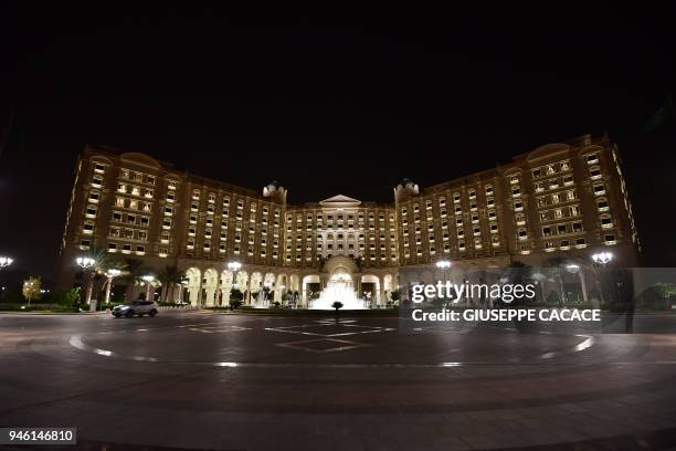 Picture taken on April 13, 2018 shows a general view of the Ritz Carlton hotel in the Saudi capital Riyadh.