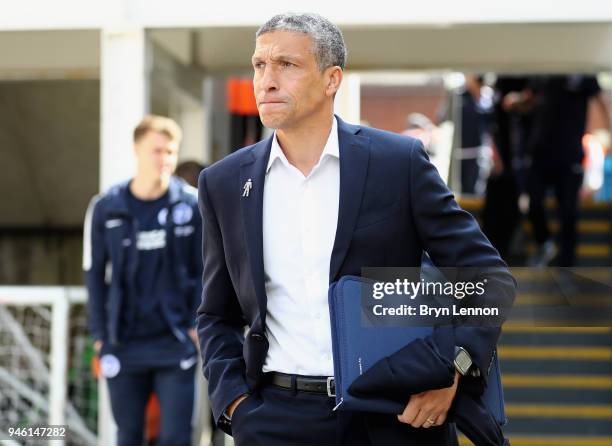 Chris Hughton, Manager of Brighton and Hove Albion arrives at the stadium prior to the Premier League match between Crystal Palace and Brighton and...