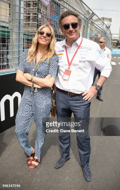 Sienna Miller and FIA Formula E CEO Alejandro Agag attend the ABB FIA Formula E CBMM Niobium Rome E-Prix 2018 on April 14, 2018 in Rome, .
