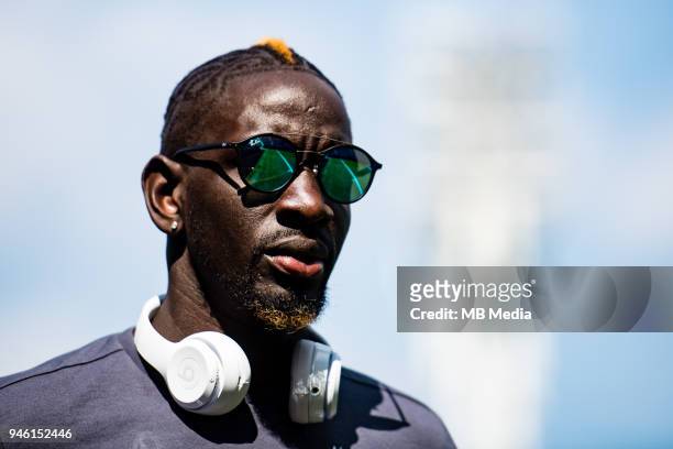 Mamadou Sakho of Crystal Palace arrived for the Premier League match between Crystal Palace and Brighton and Hove Albion at Selhurst Park on April...