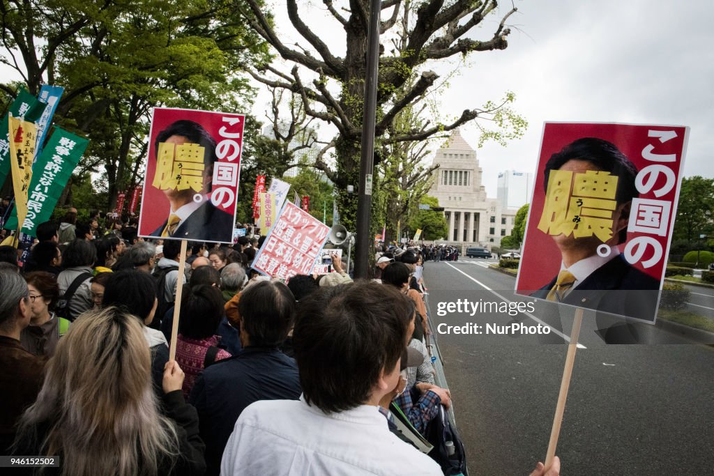 Anti Abe Protest In Front Of Tokyo Parliament