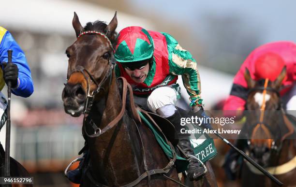 Mr Big Shot ridden by Tom Scudamore wins the Gaskells Handicap Hurdle Race at Aintree Racecourse on April 14, 2018 in Liverpool, England.