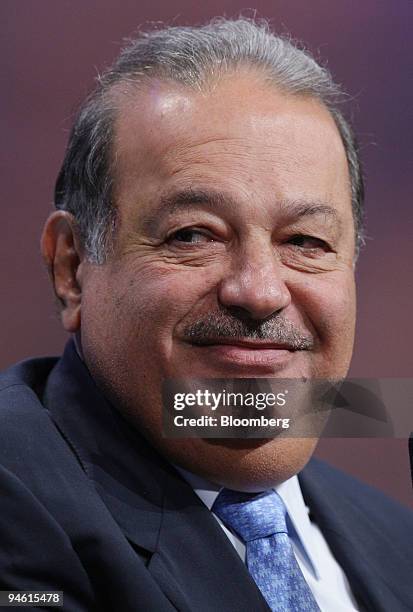 Carlos Slim, billionaire investor, participates in a session during the Clinton Global Initiative in New York, U.S., on Thursday, Sept. 27, 2007.