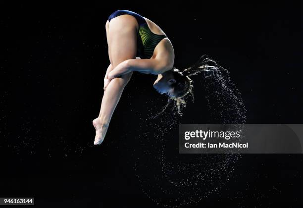 Nur Dhabitah Sabri of Malaysia competes in the Women's 3m Springboard final during Diving on day 10 of the Gold Coast 2018 Commonwealth Games at...