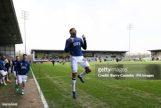 Derby County's captain Curtis Davis leads the team out for the warm up before the match at the Pirelli Stadium Burton Albion v Derby County - Sky Bet...