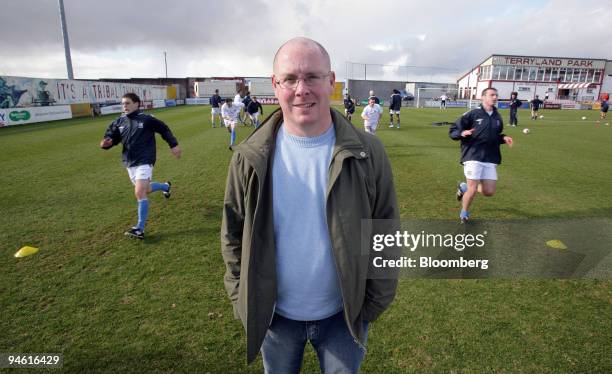 Nick Leeson, former Barings's head trader in Singapore, poses outside the grounds of Galway United F.C., where he is commercial manager, in Galway,...