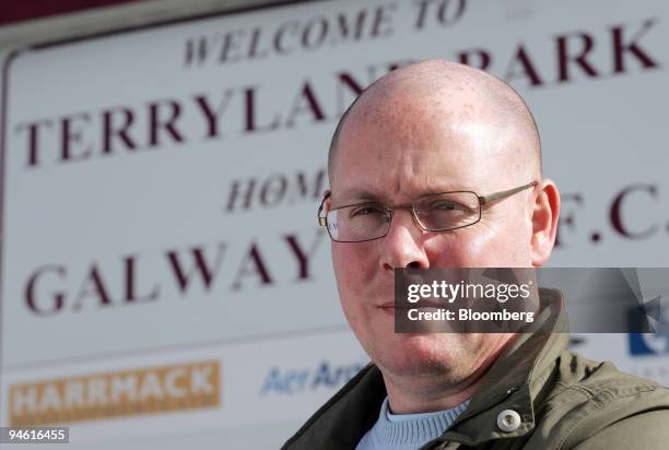 Nick Leeson, former Barings's head trader in Singapore, poses outside the grounds of Galway United F.C., where he is commercial manager, in Galway,...
