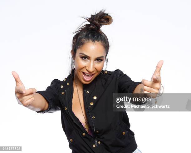 Comedian Liana Mendoza poses during her appearance at The Ice House Comedy Club on April 13, 2018 in Pasadena, California.