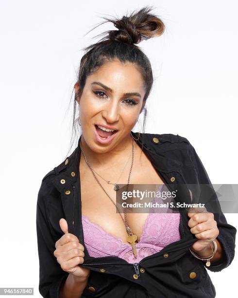 Comedian Liana Mendoza poses during her appearance at The Ice House Comedy Club on April 13, 2018 in Pasadena, California.