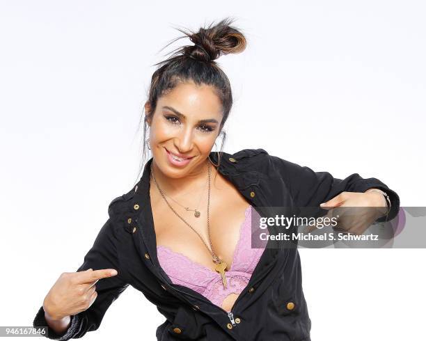 Comedian Liana Mendoza poses during her appearance at The Ice House Comedy Club on April 13, 2018 in Pasadena, California.
