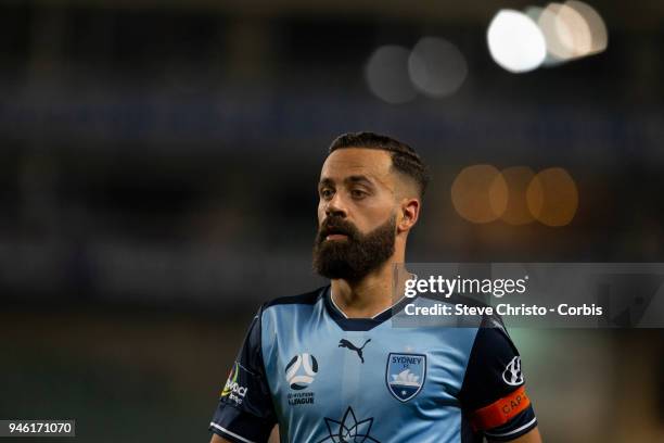 Alex Brosque of Sydney FC during the round 27 A-League match between the Sydney FC and the Melbourne Victory at Allianz Stadium on April 13, 2018 in...