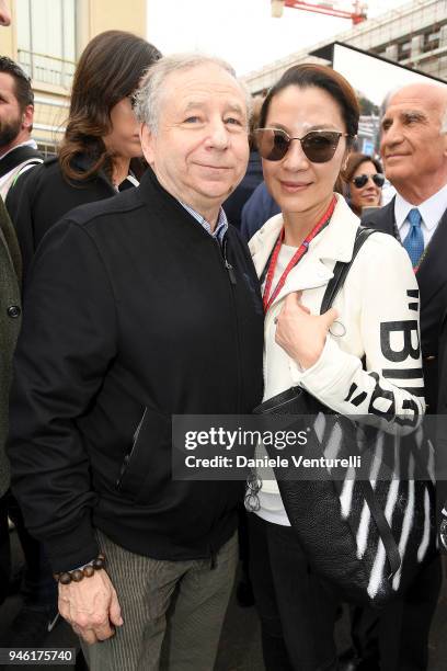 Jean Todt and Michelle Yeoh attend Rome E-Prix on April 14, 2018 in Rome, Italy.