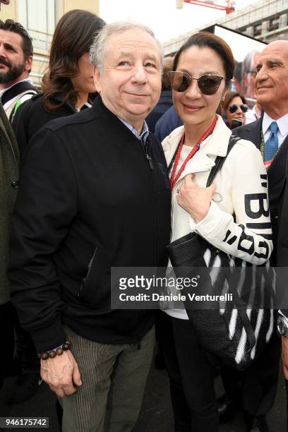 Jean Todt and Michelle Yeoh attend Rome E-Prix on April 14, 2018 in Rome, Italy.