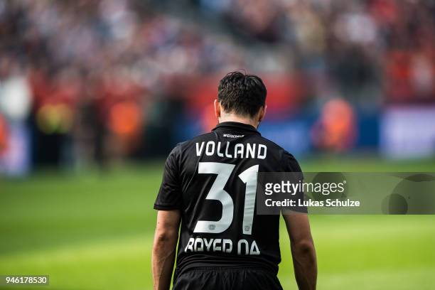 Kevin Volland of Leverkusen looks disappointed during the Bundesliga match between Bayer 04 Leverkusen and Eintracht Frankfurt at BayArena on April...