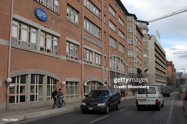 The SPP logo hangs outside the company's headquarters in Stockholm, Sweden, on Monday, Sept. 3, 2007. Storebrand ASA, Norway's largest publicly...