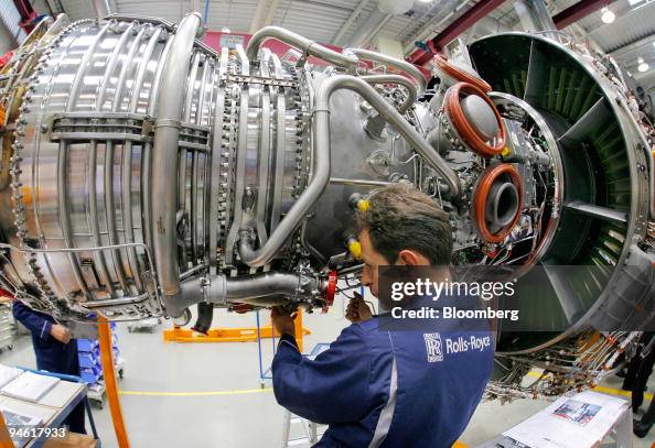 Jet Engine Ibr A Rolls-Royce employee assembles an aircraft engine at their factory ...