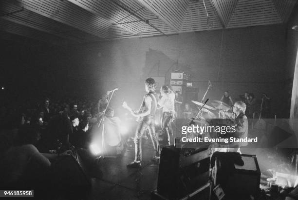 English punk rock band The Sex Pistols performing live during their 'Never Mind The Bans Tour', UK, 19th December 1977.