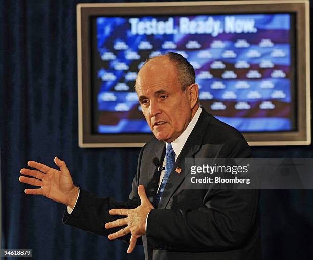 Rudy Giuliani, republican candidate for president and former mayor of New York City, speaks during a town hall meeting with law enforcement officials...