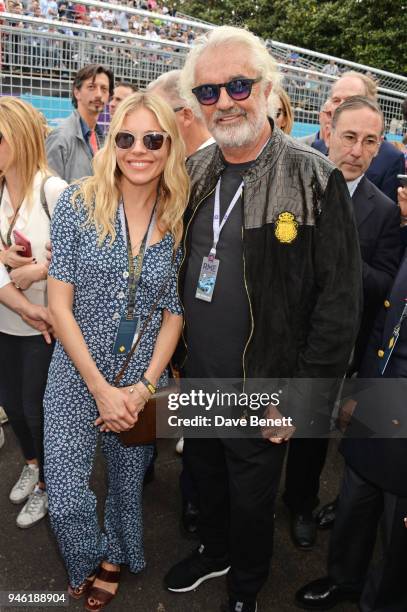 Sienna Miller and Flavio Briatore attend the ABB FIA Formula E CBMM Niobium Rome E-Prix 2018 on April 14, 2018 in Rome, .