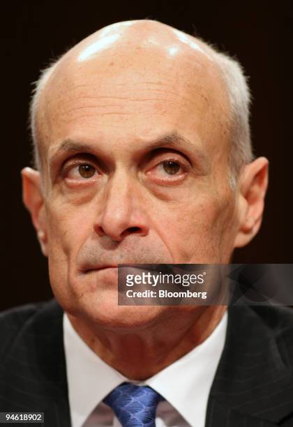 Department of Homeland Security Secretary Michael Chertoff appears before the Senate Judiciary Committee to speak about immigration reforms, on...