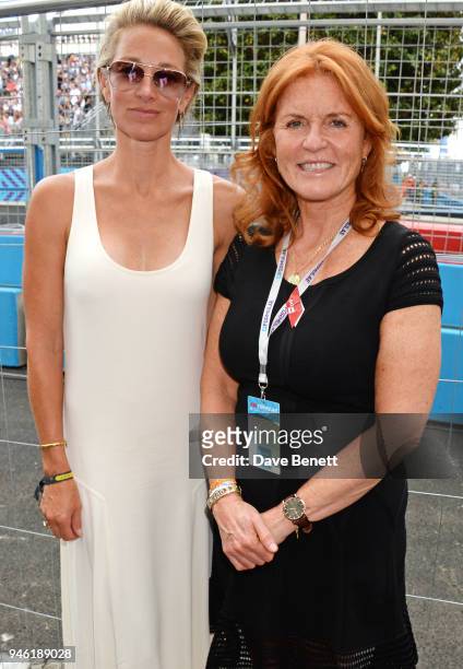 Elaine Irwin and Sarah Ferguson, Duchess of York, attend the ABB FIA Formula E CBMM Niobium Rome E-Prix 2018 on April 14, 2018 in Rome, .